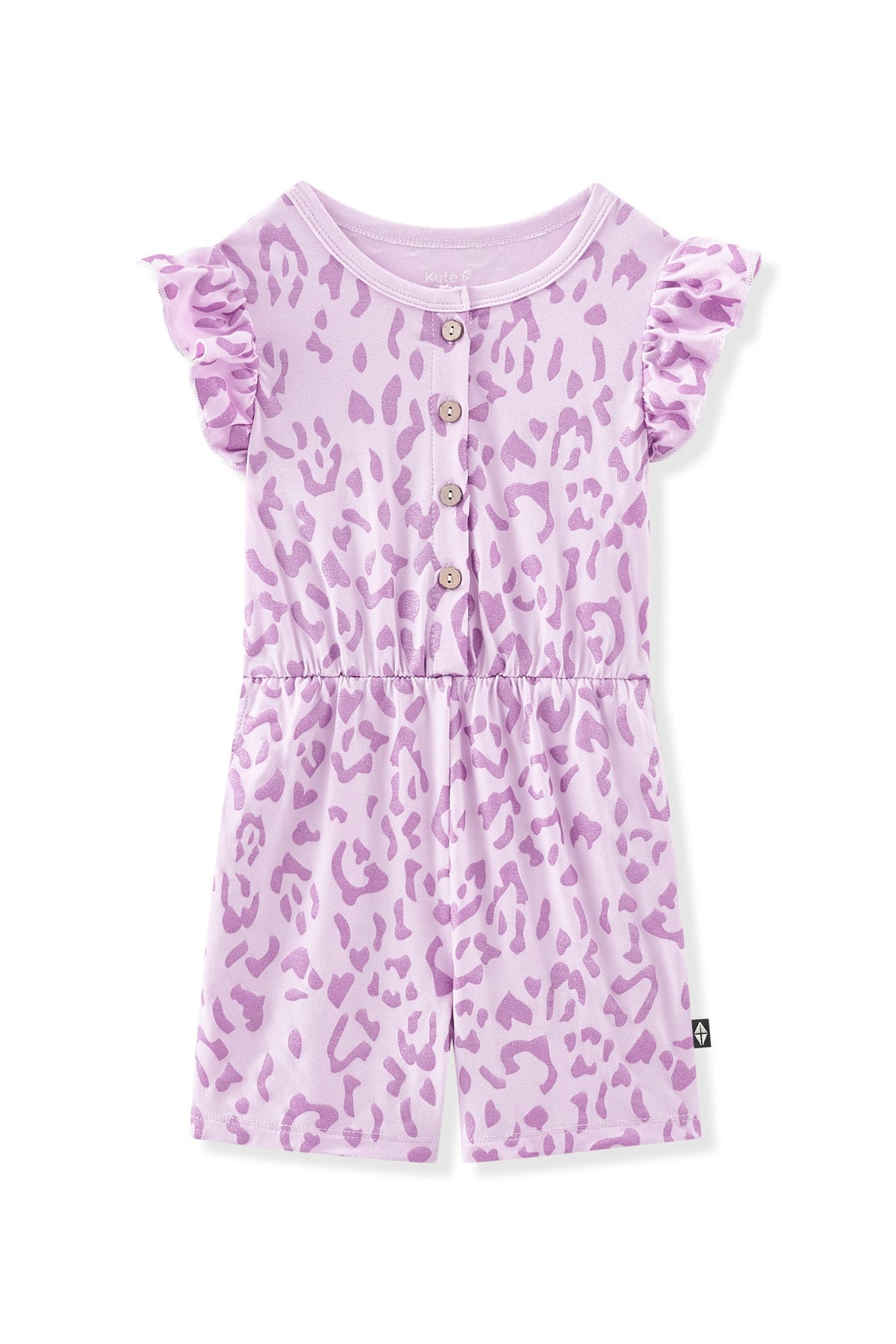 Flutter Sleeve Romper in Thistle Leopard