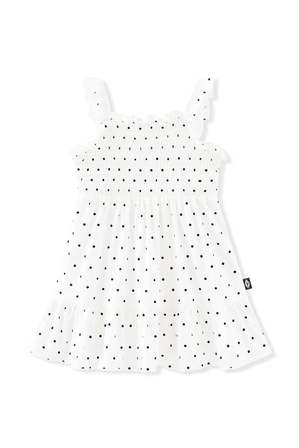 Smocked Dress in Midnight Polka Dot