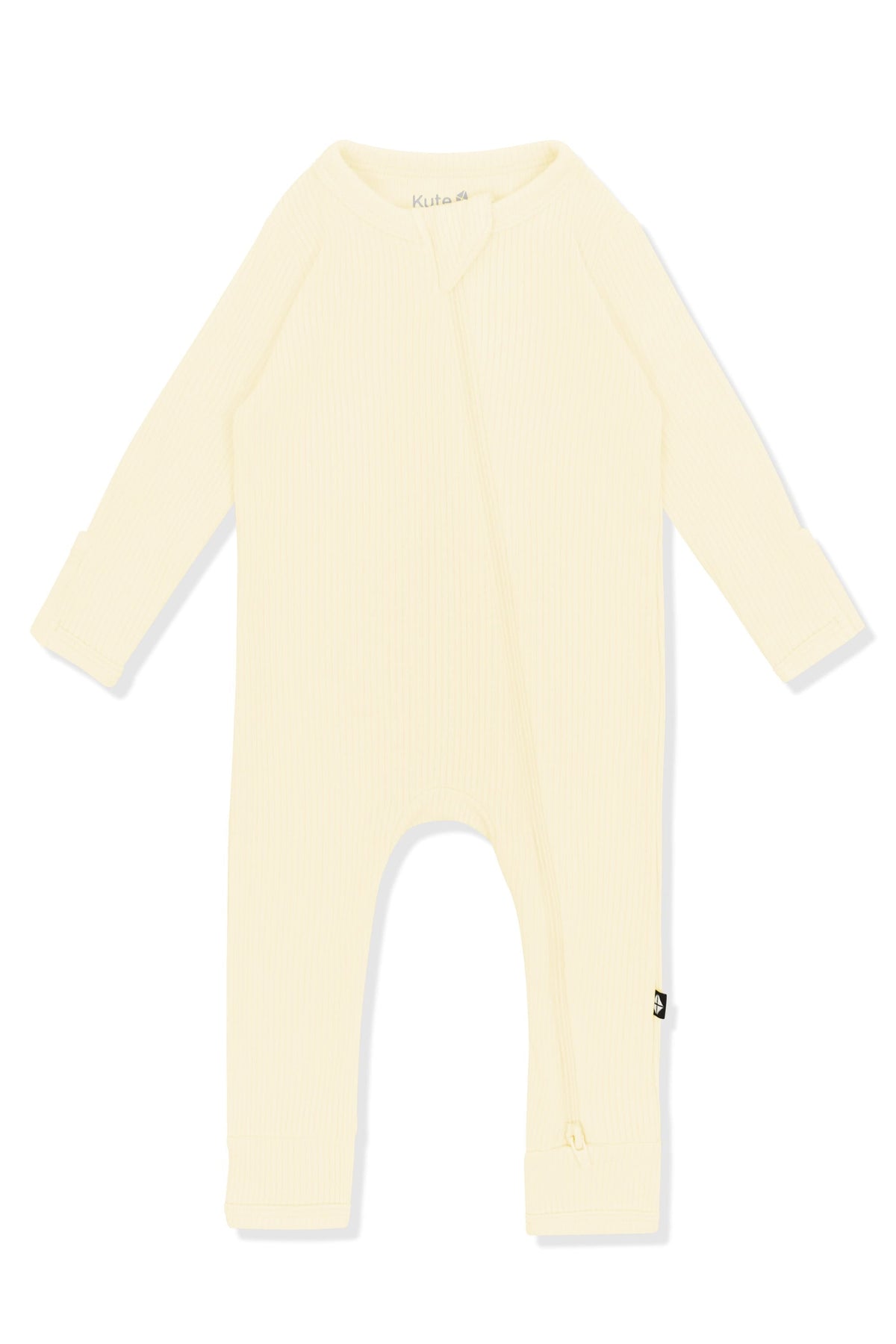 Ribbed Zipper Romper in Chamomile