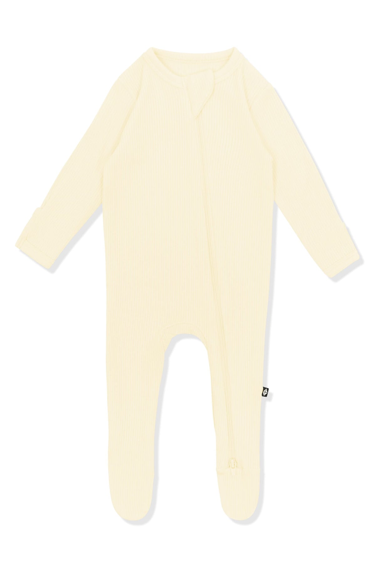 Ribbed Zipper Footie in Chamomile