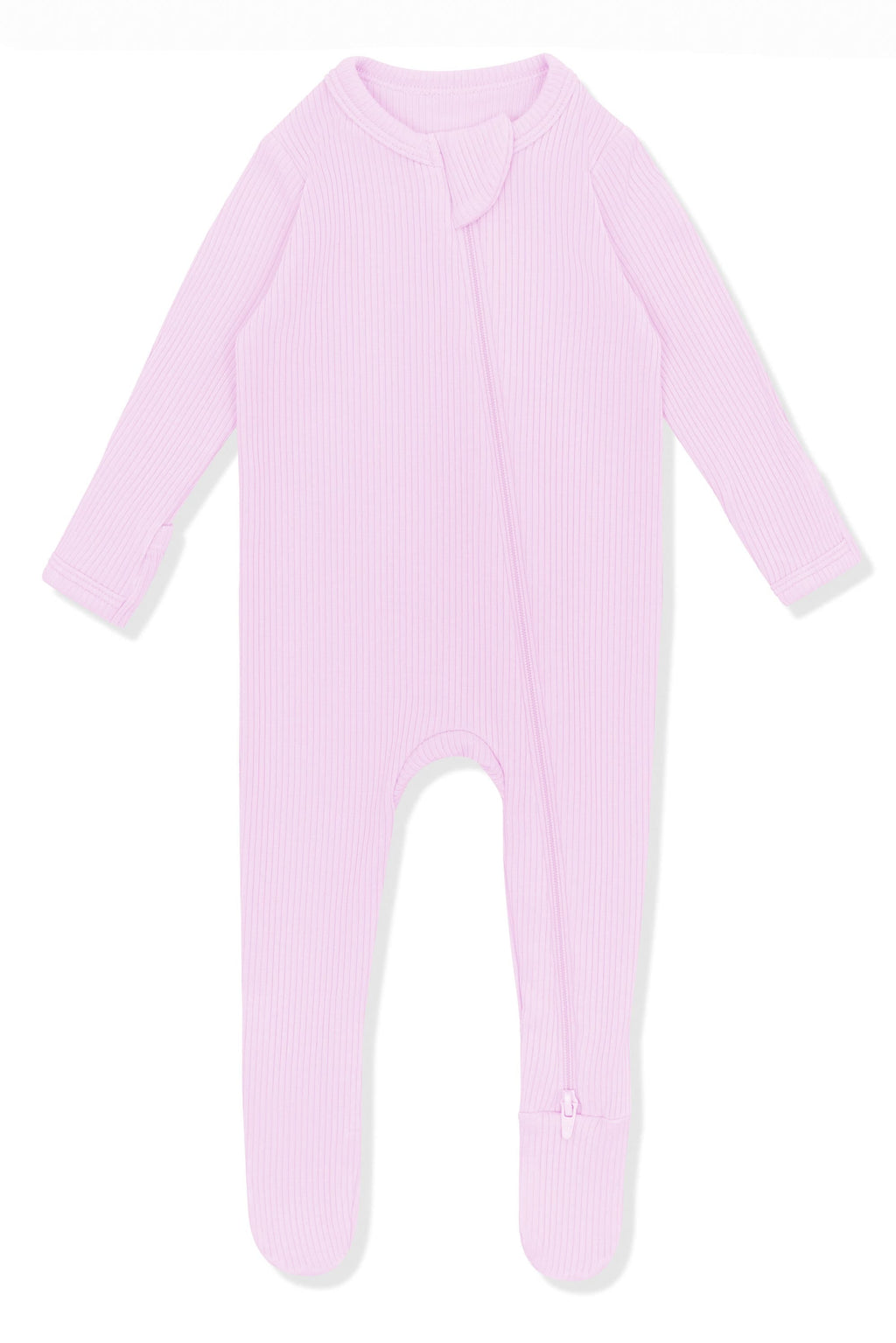 Ribbed Zipper Footie in Thistle