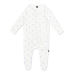Pointelle Zippered Footie in Sweet Blue Bow