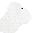Pointelle Zippered Footie in Sweet Blue Bow