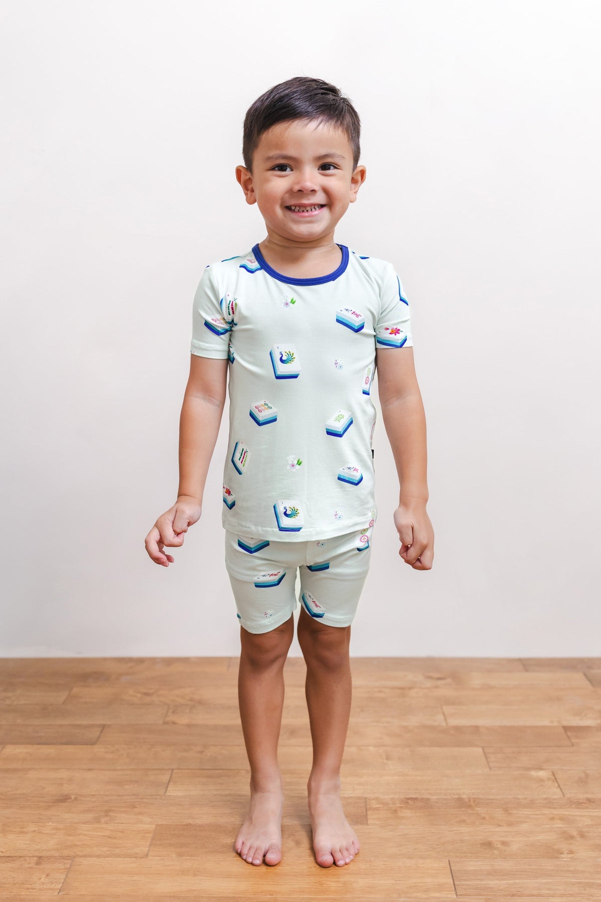 Short Sleeve Pajamas in Dew Mahjong