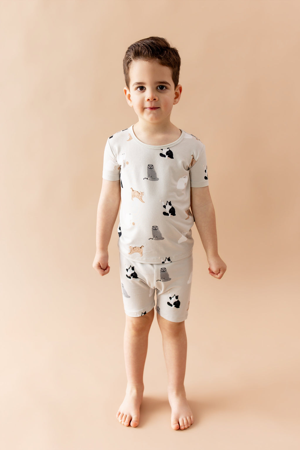 Short Sleeve Pajamas in Fluffy Cat