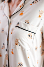 Long-Sleeved Women's Pajama Set in Halloween Teddy