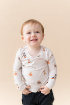Long Sleeve Toddler Crew Neck Tee in Halloween Teddy