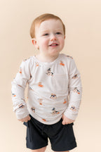 Long Sleeve Toddler Crew Neck Tee in Halloween Teddy