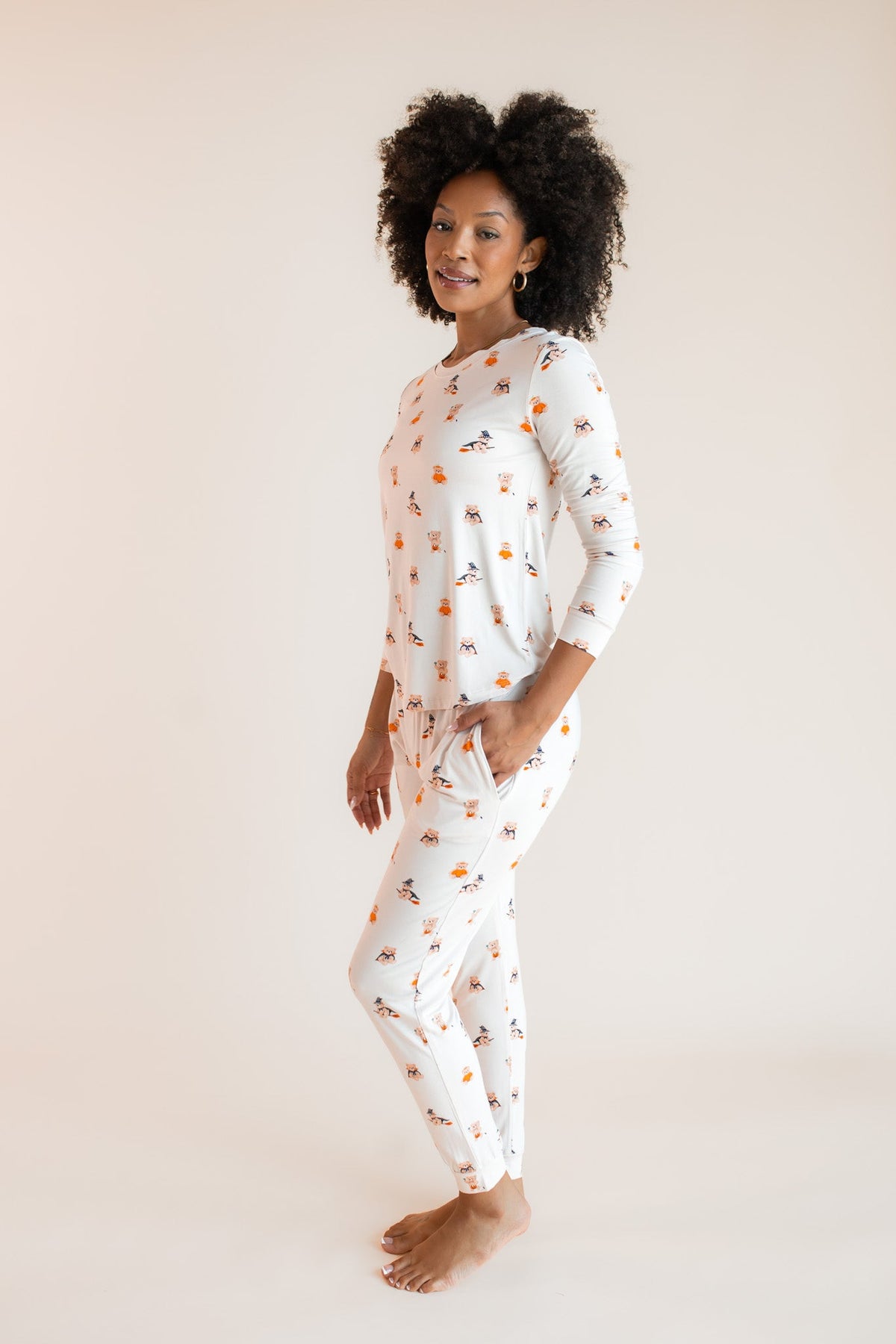 Women's Jogger Pajama Set in Halloween Teddy