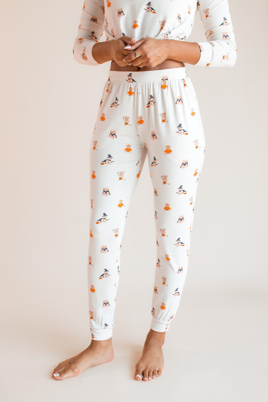 Women's Jogger Pajama Set in Halloween Teddy