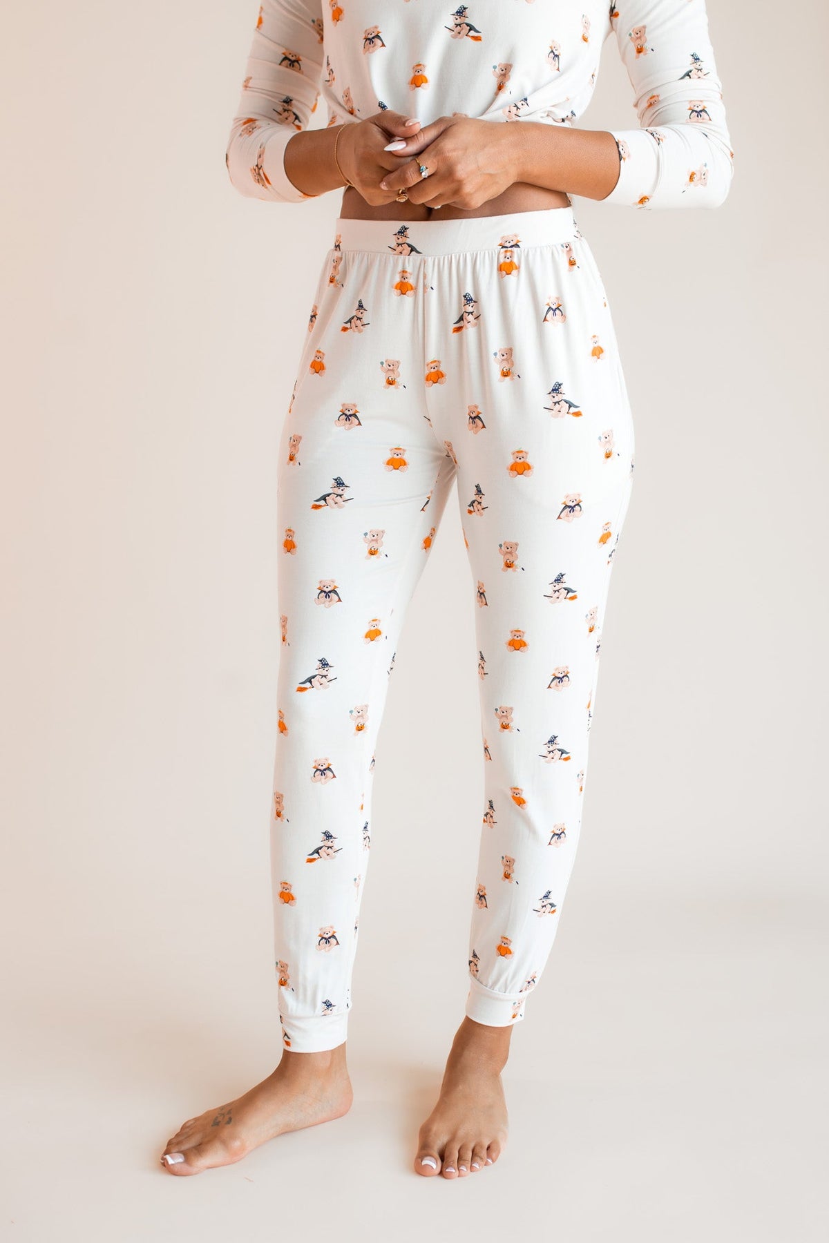 Women's Jogger Pajama Set in Halloween Teddy
