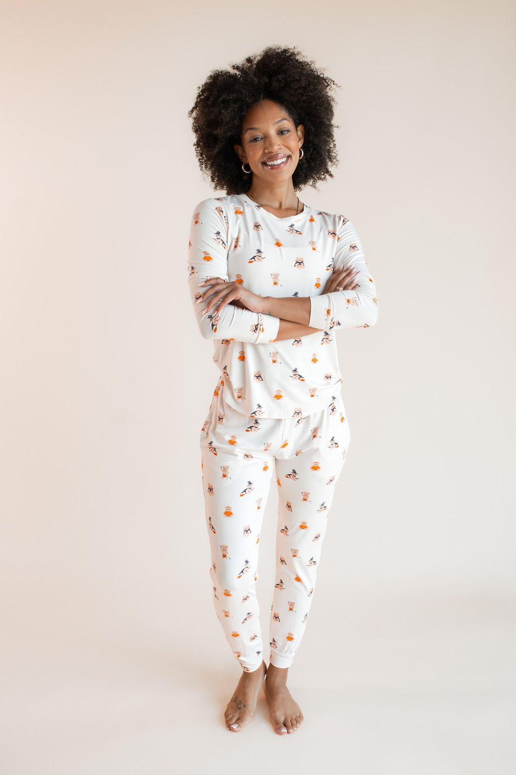 Women's Jogger Pajama Set in Halloween Teddy