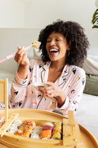 Long-Sleeved Women's Pajama Set in Blush Sushi