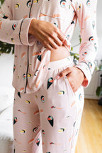 Long-Sleeved Women's Pajama Set in Blush Sushi