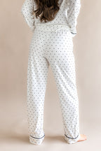 Long-Sleeved Women's Pajama Set in Midnight Polka Dot