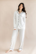 Long-Sleeved Women's Pajama Set in Midnight Polka Dot