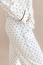 Long-Sleeved Women's Pajama Set in Midnight Polka Dot