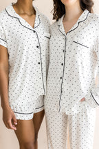 Women's Short Sleeve Pajama Set in Midnight Polka Dot