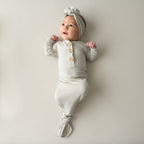Knotted Day Gown with Bow Set in Oat