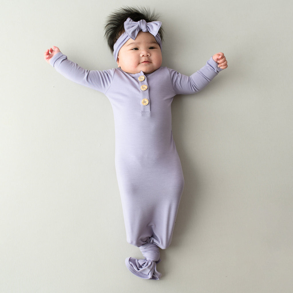 Knotted Day Gown with Bow Set in Taro