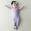 Knotted Day Gown with Bow Set in Taro