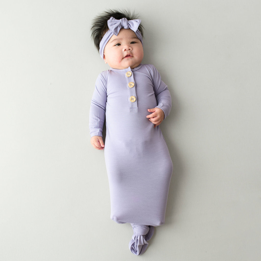 Knotted Day Gown with Bow Set in Taro