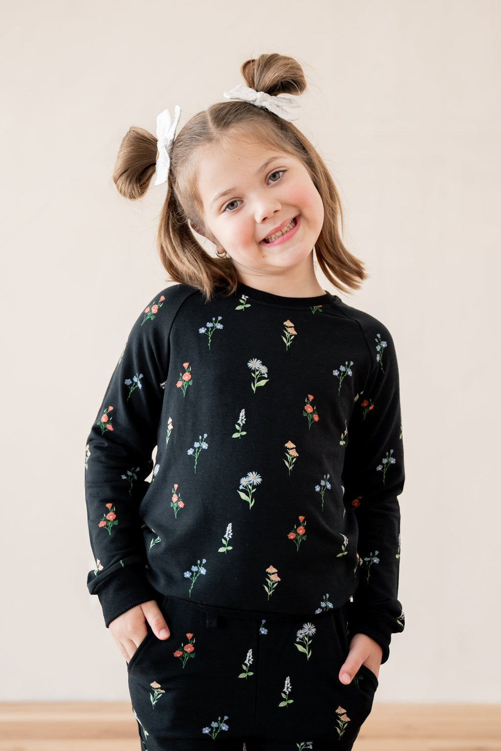 Long Sleeve Jogger Set in Midnight Wildflower