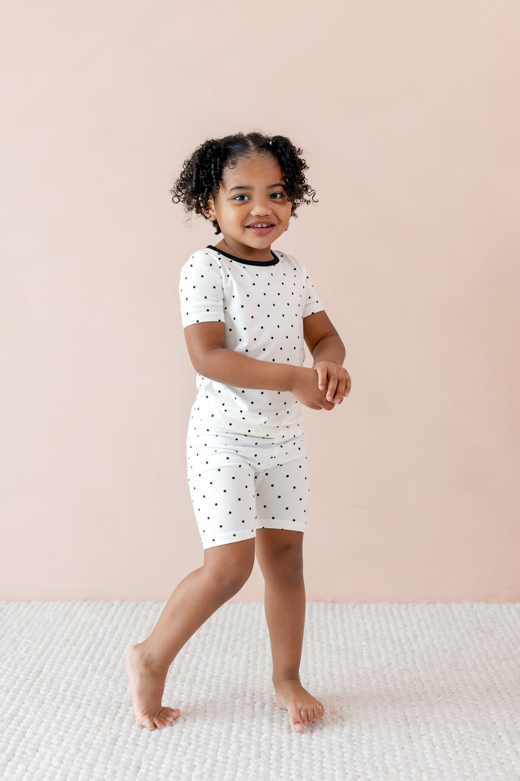 Short Sleeve Pajamas in Midnight Polka Dot