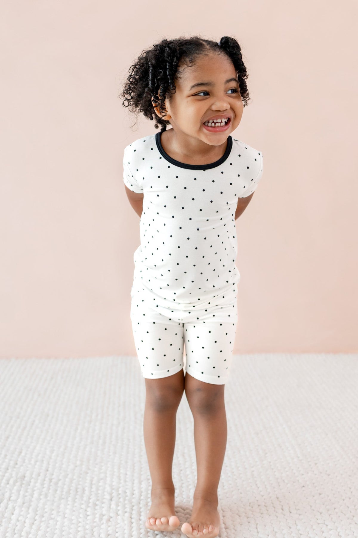 Short Sleeve Pajamas in Midnight Polka Dot
