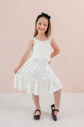 Smocked Dress in Midnight Polka Dot