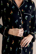 Long Sleeve Women’s Nightshirt in Midnight Wildflower