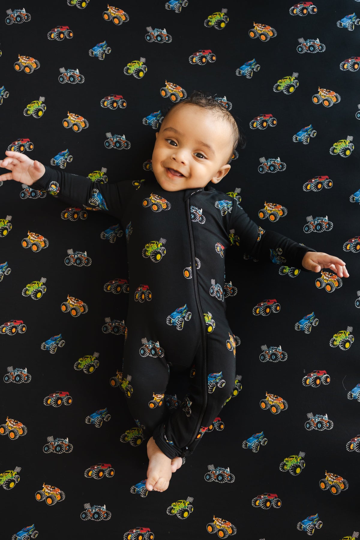 Zippered Romper in Monster Truck