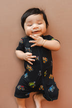 Zipper Shortall Romper in Monster Truck