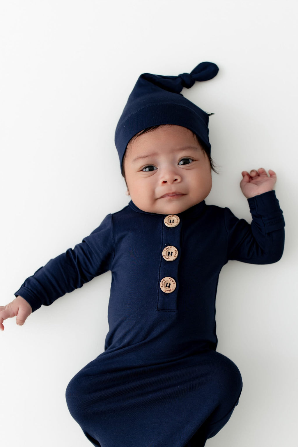 Knotted Day Gown with Hat Set in Navy