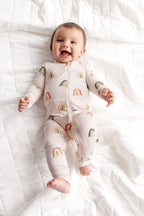 Zippered Romper in Retro Rainbow