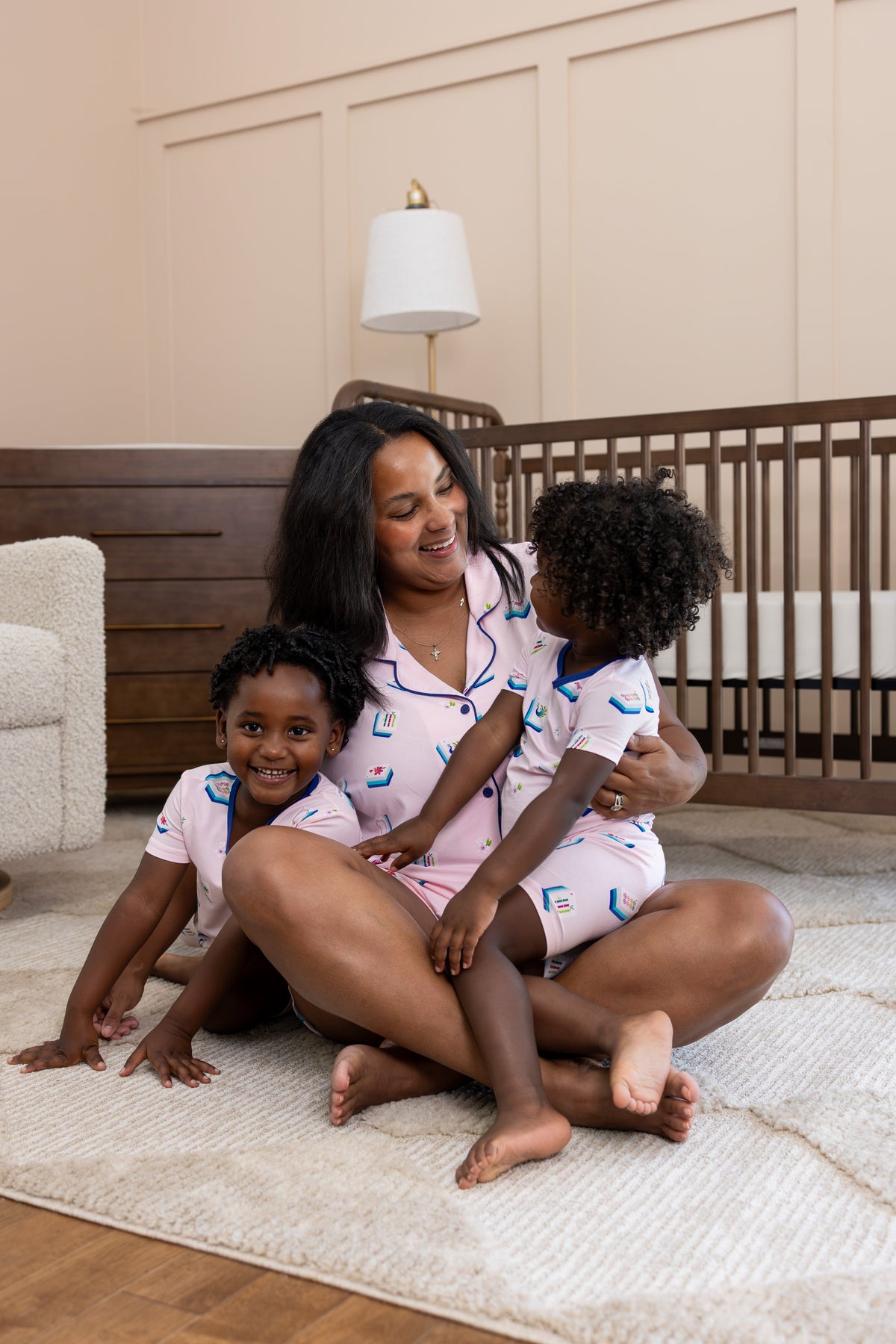 Women's Short Sleeve Pajama Set in Sakura Mahjong