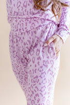 Women's Jogger Pajama Set in Thistle Leopard