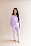 Women's Jogger Pajama Set in Thistle Leopard