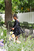Long Sleeve Twirl Dress in Midnight Wildflower