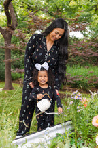 Long Sleeve Pajamas in Midnight Wildflower