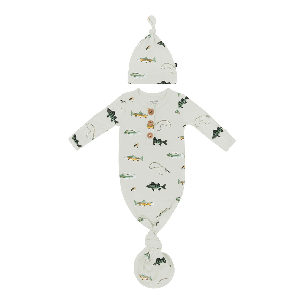 Knotted Day Gown with Hat Set Set in Fishing