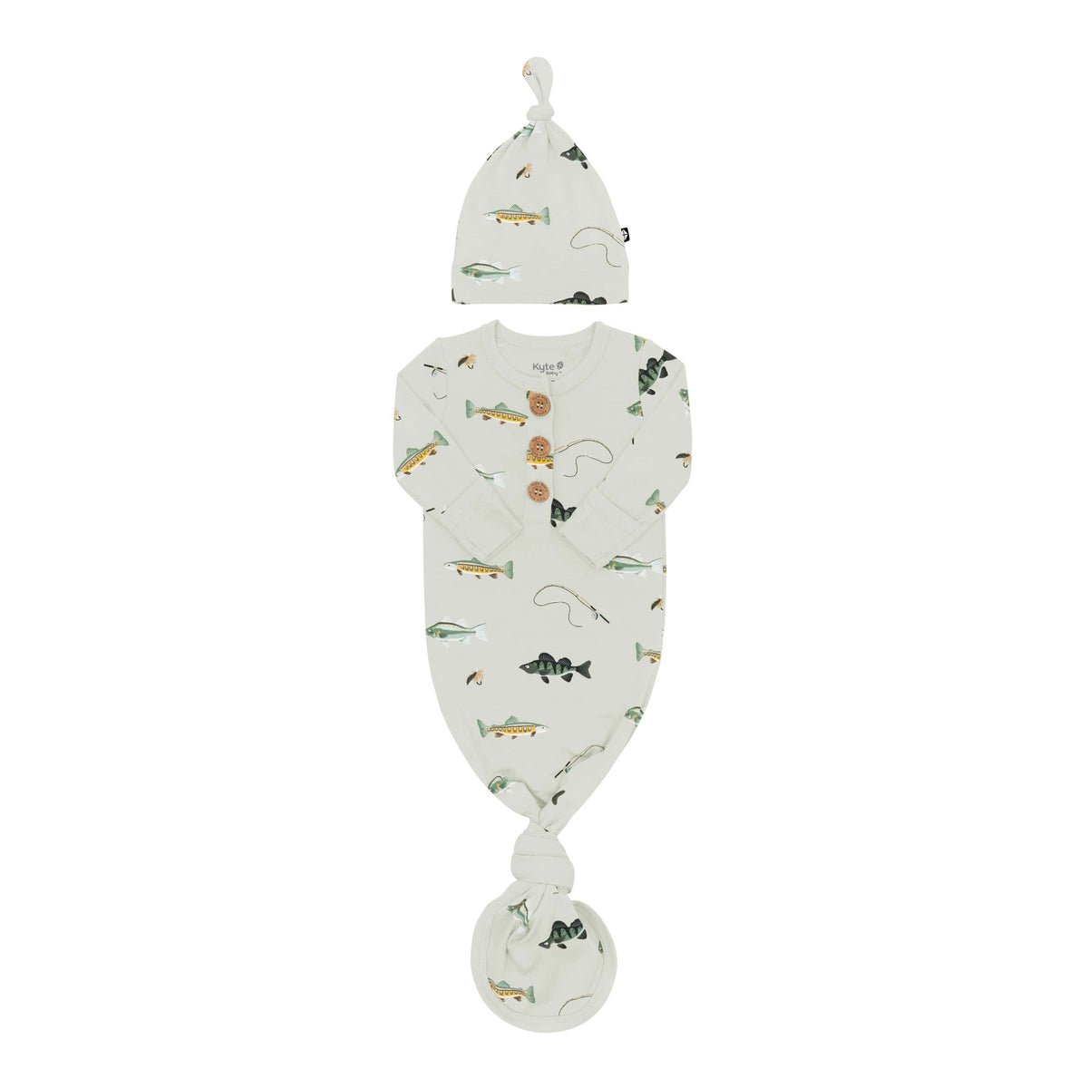 Knotted Day Gown with Hat Set Set in Fishing