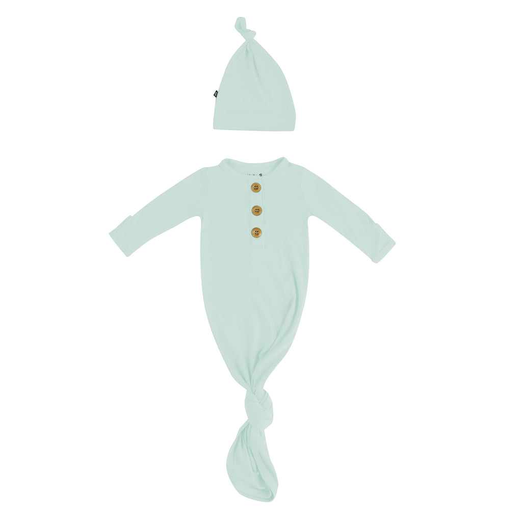 Knotted Day Gown with Hat Set in Sage