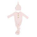 Ribbed Knotted Day Gown with Hat Set in Blush