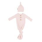 Ribbed Knotted Day Gown with Hat Set in Blush