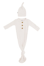 Ribbed Knotted Day Gown with Hat Set in Oat