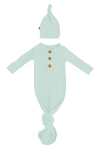 Ribbed Knotted Day Gown with Hat Set in Sage