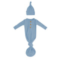 Ribbed Knotted Day Gown with Hat Set in Slate